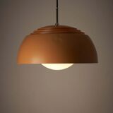 Pendant lamp by B+L Leuchten, orange dome shade and opal glass diffuser