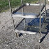 Rolling service silver metal and bluish glass