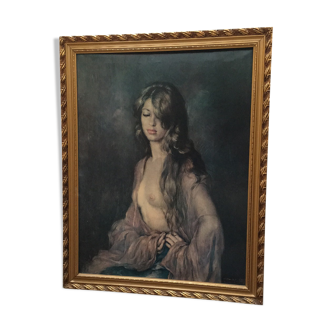 Young woman painting