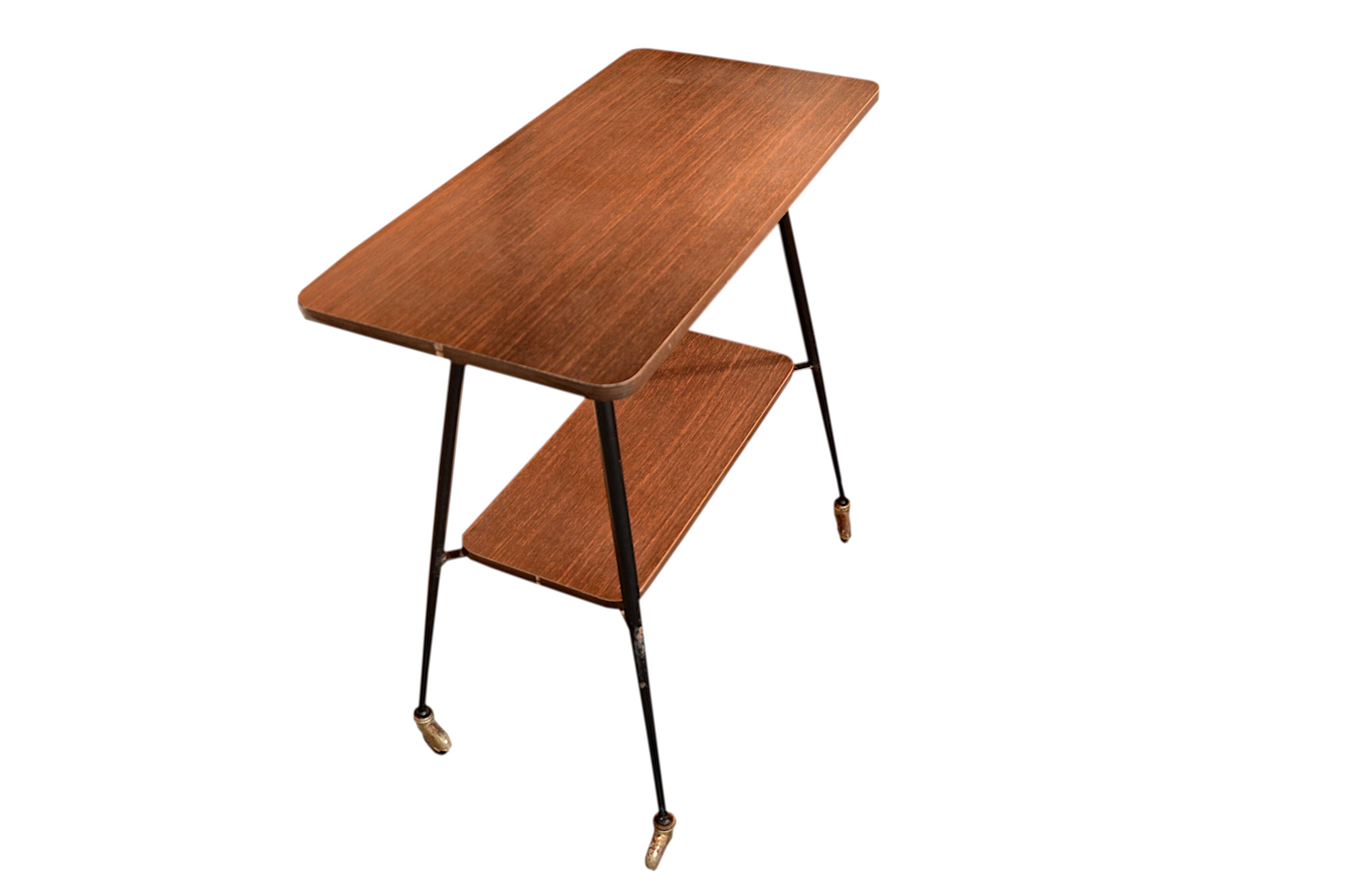 Chocolate formica rolling serving table 73x36cm