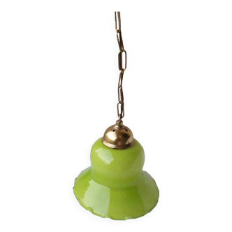 Suspension en verre vert et bronze