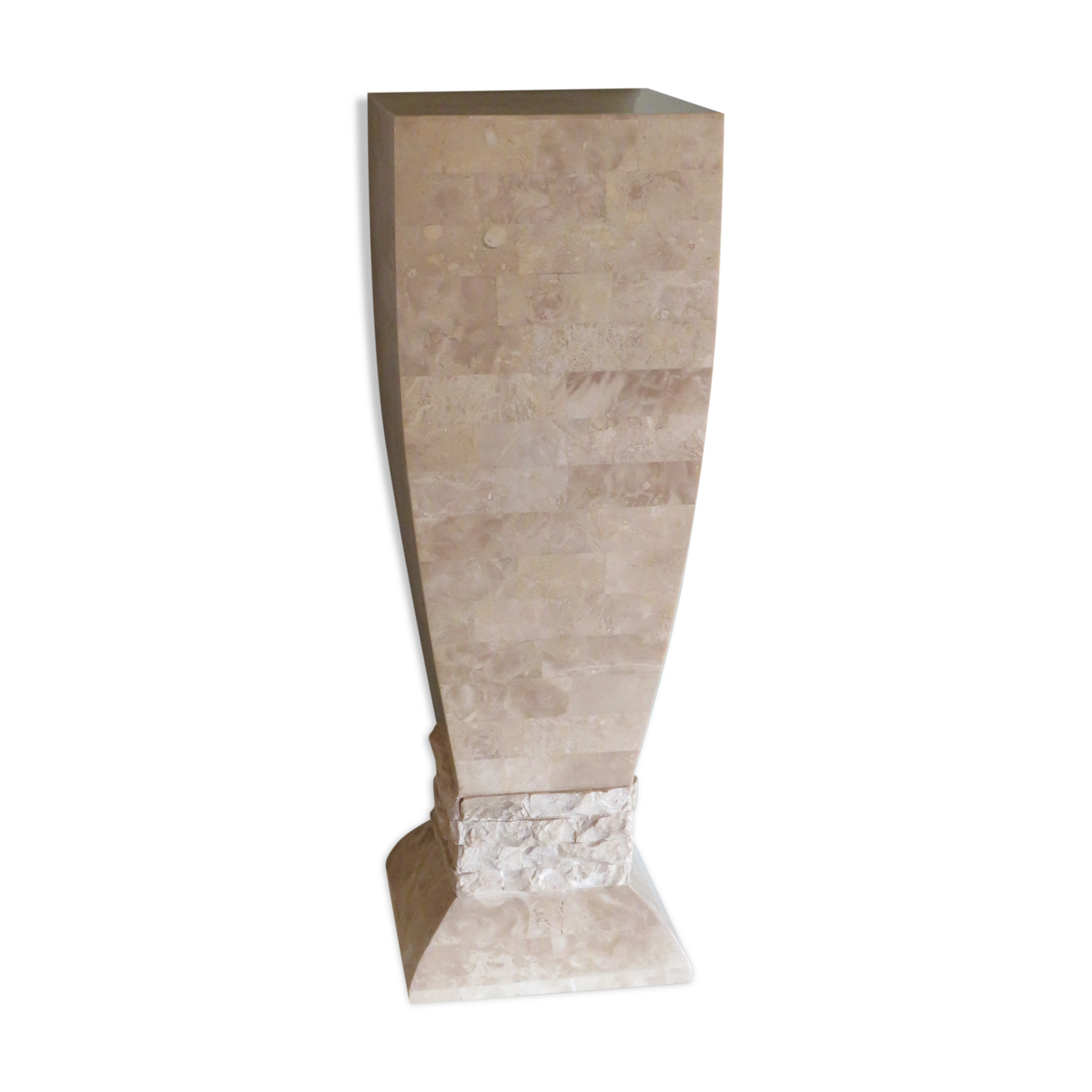 Column, Hollywood Regency style travertine pedestal, 1970s