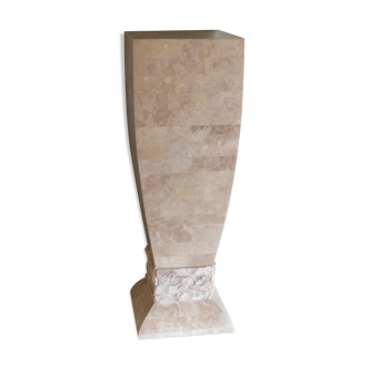 Column, Hollywood Regency style travertine pedestal, 1970s