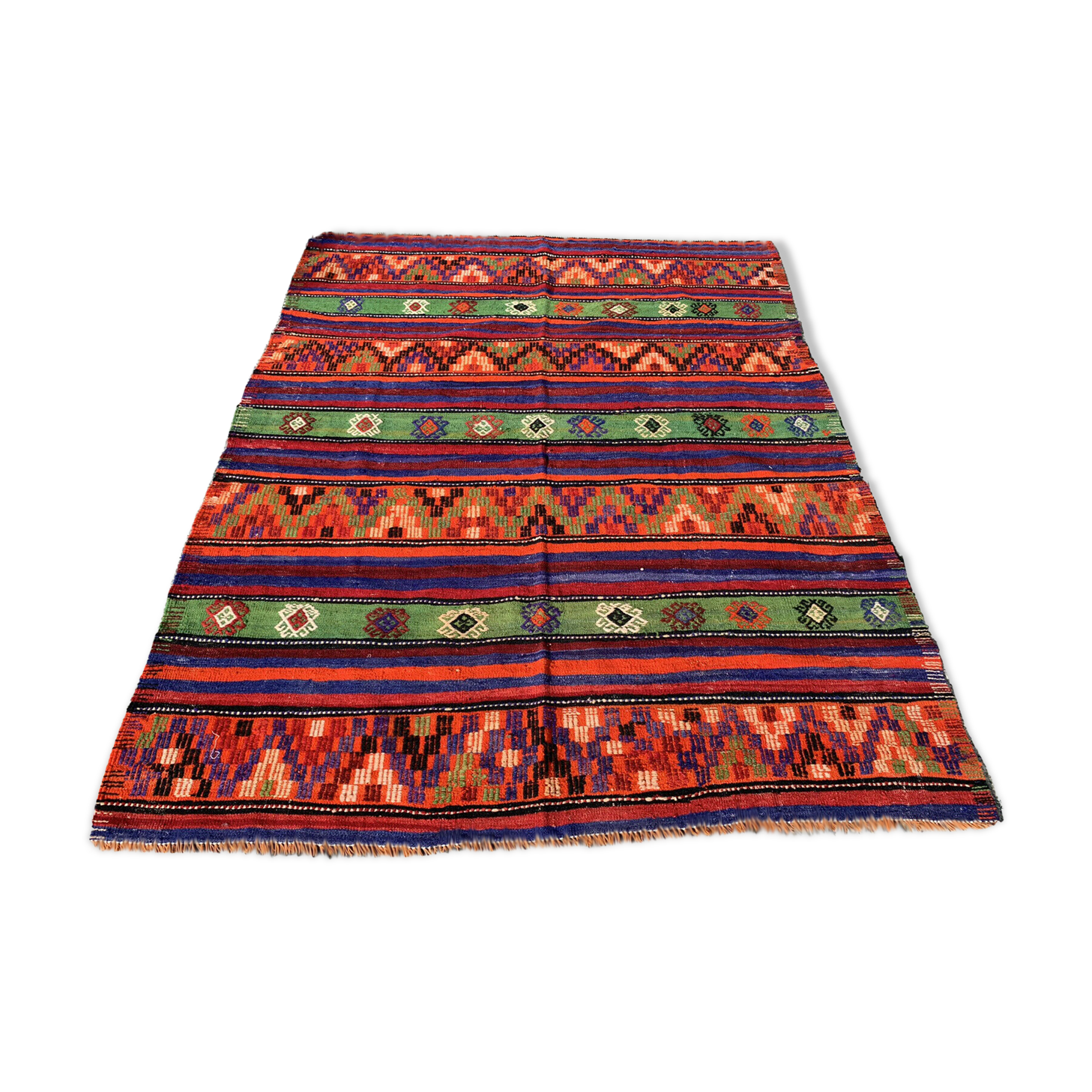 Traditional kilim carpet turkish shabby vintage country house in kelim wool 220x174 cm