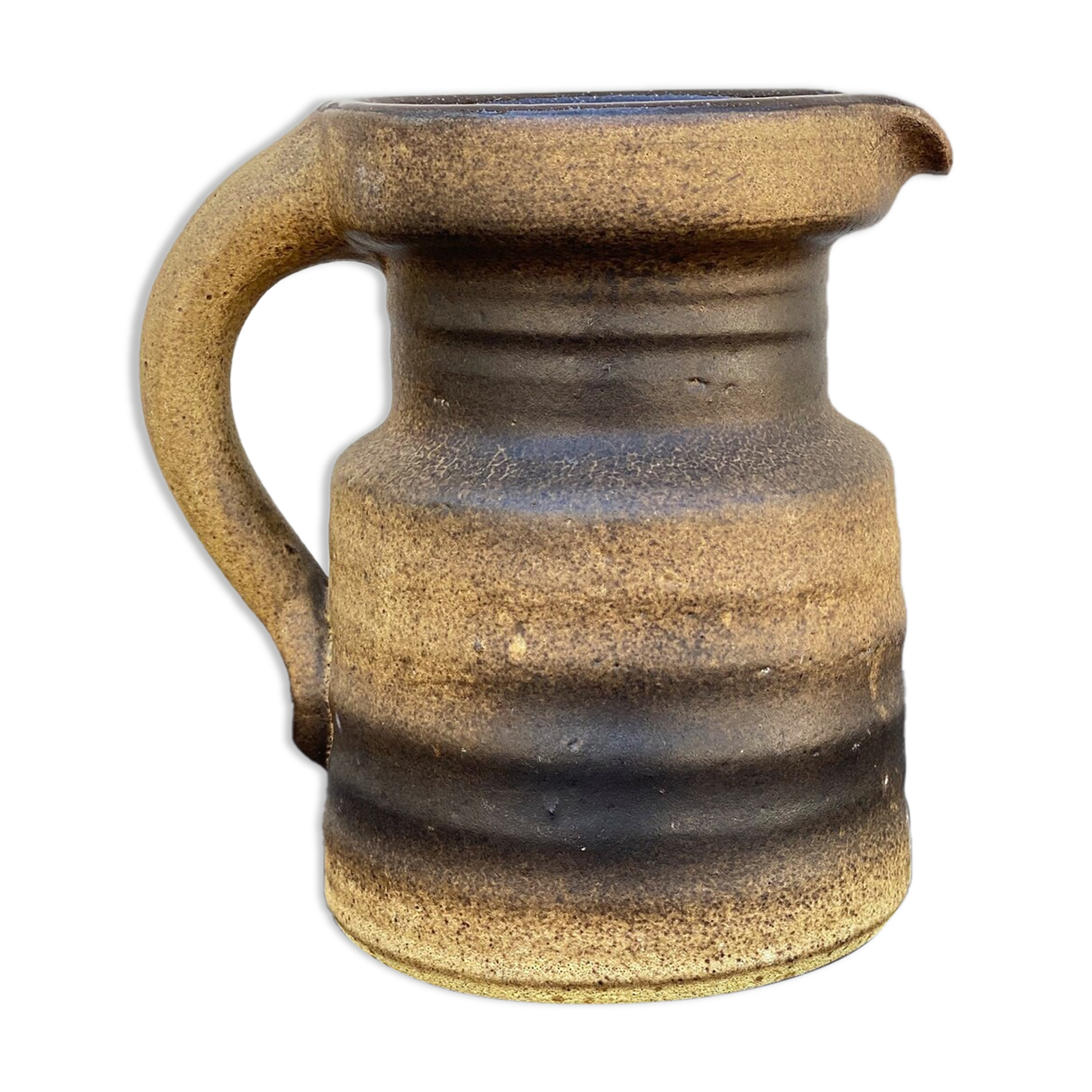 Vintage brown ceramic ear vase / jug vase