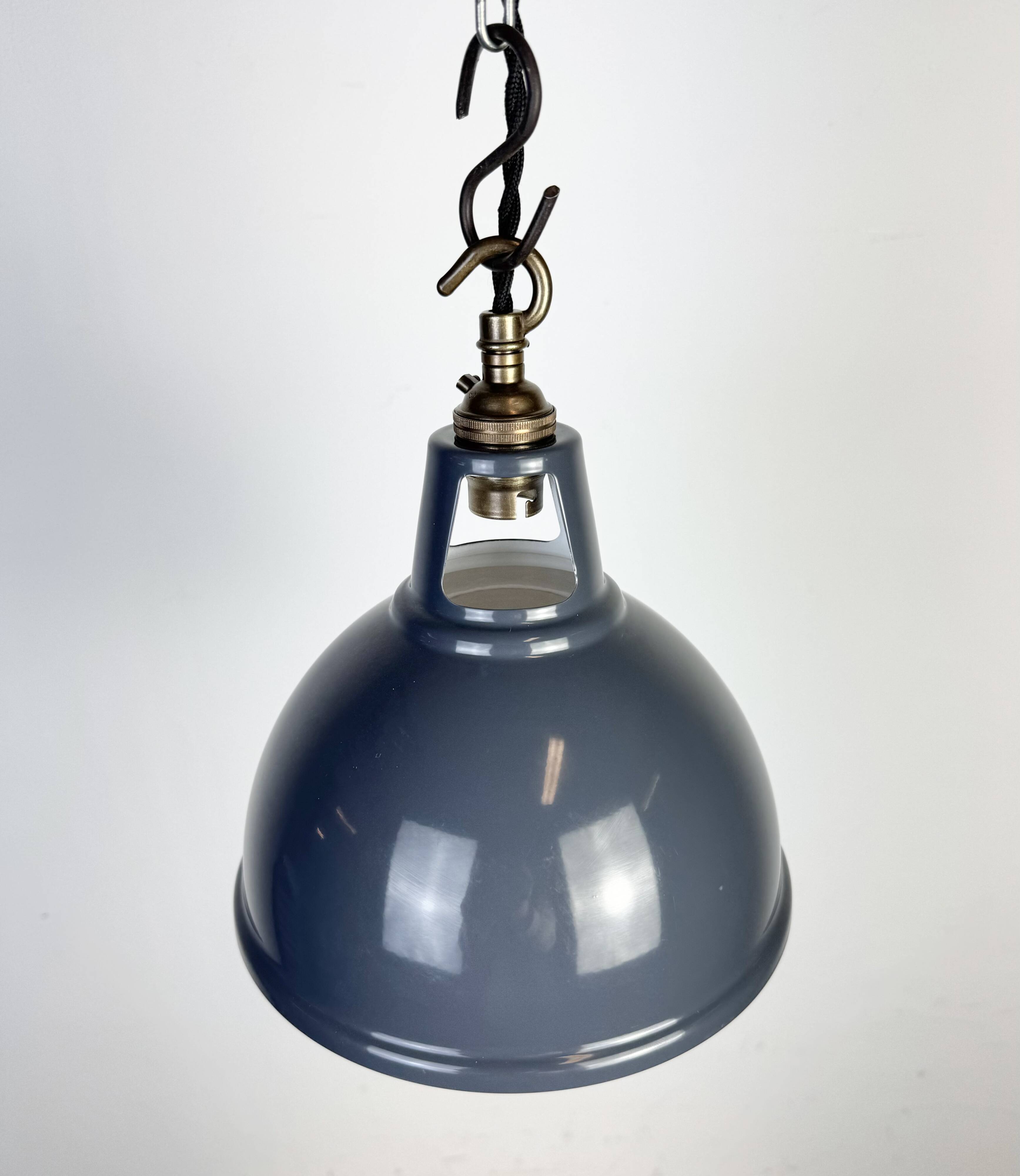 Vintage Industrial Grey Painted Pendant Lamp