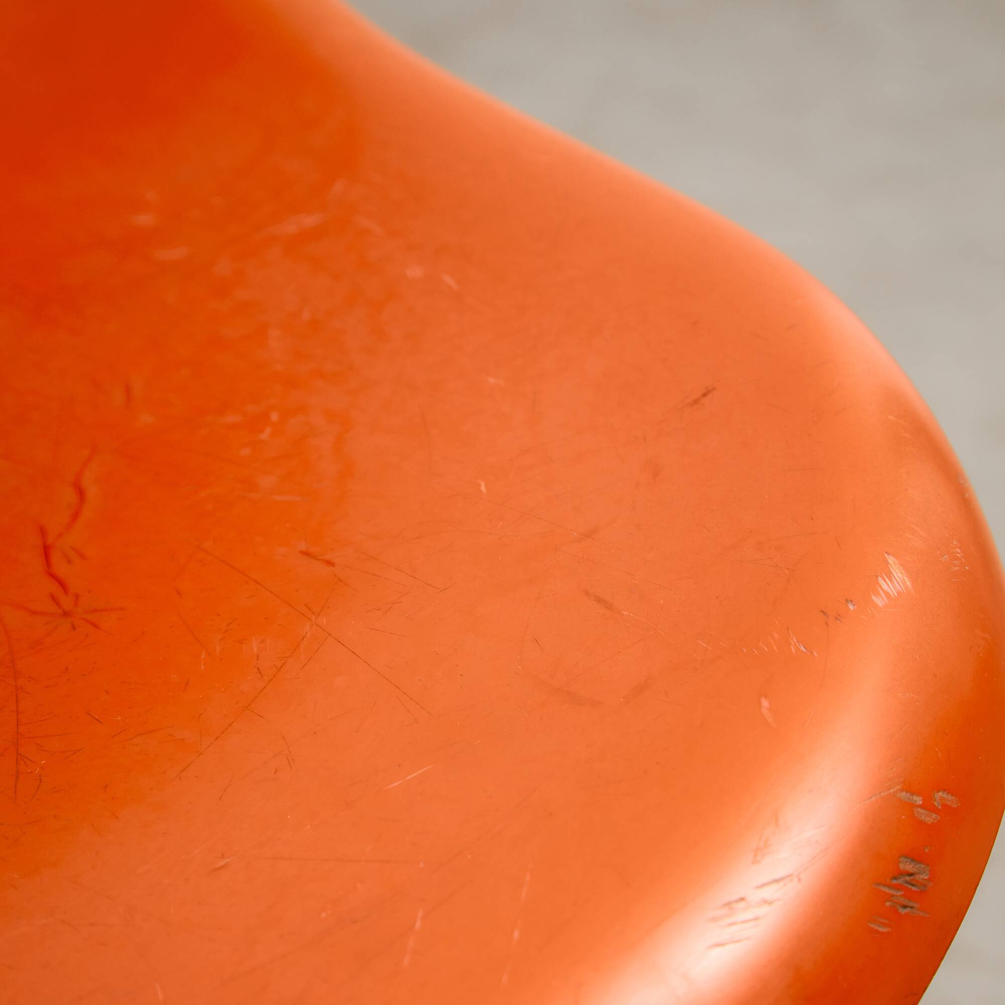 Set of Single-base Orange Molded Chairs, 1970s