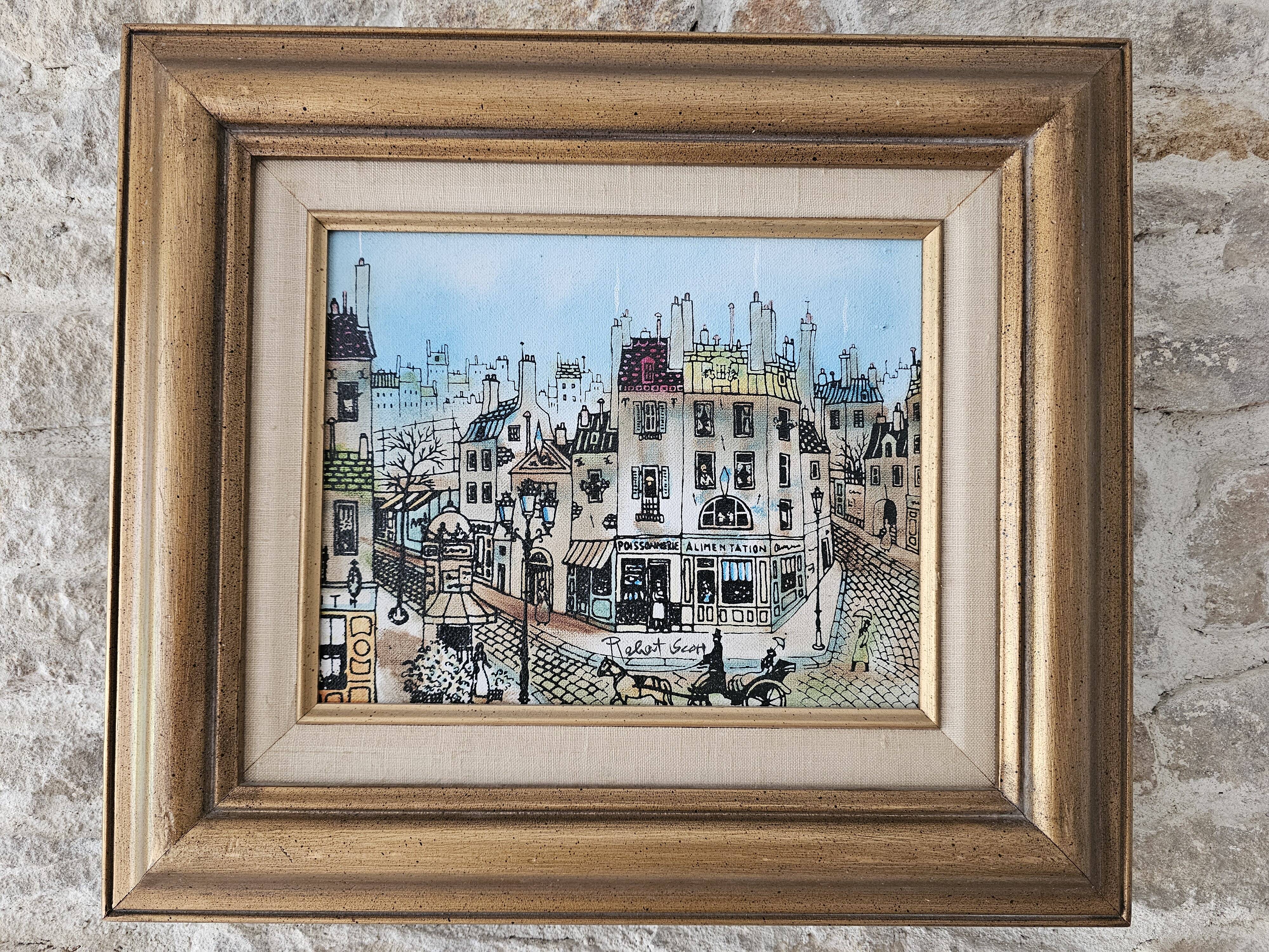Oil Painting on Canvas - Rue du vieux Paris Signed Robert Scott