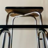 Vintage step stool in black formica and chrome steel