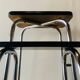 Tabouret escabeau vintage en formica noir et acier chromé