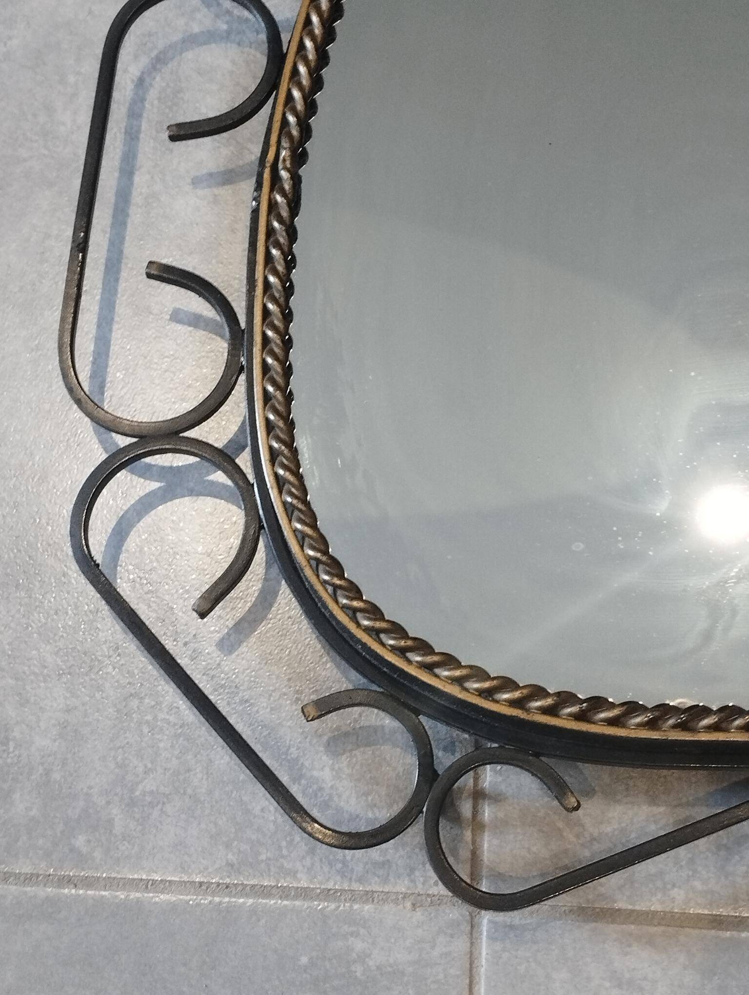 Brutalist antique mirror, sixties era.