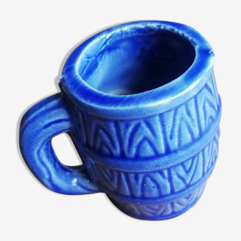 Small Pot with Blue Glazed Barrel Imitation Handle
