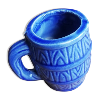 Small Pot with Blue Glazed Barrel Imitation Handle