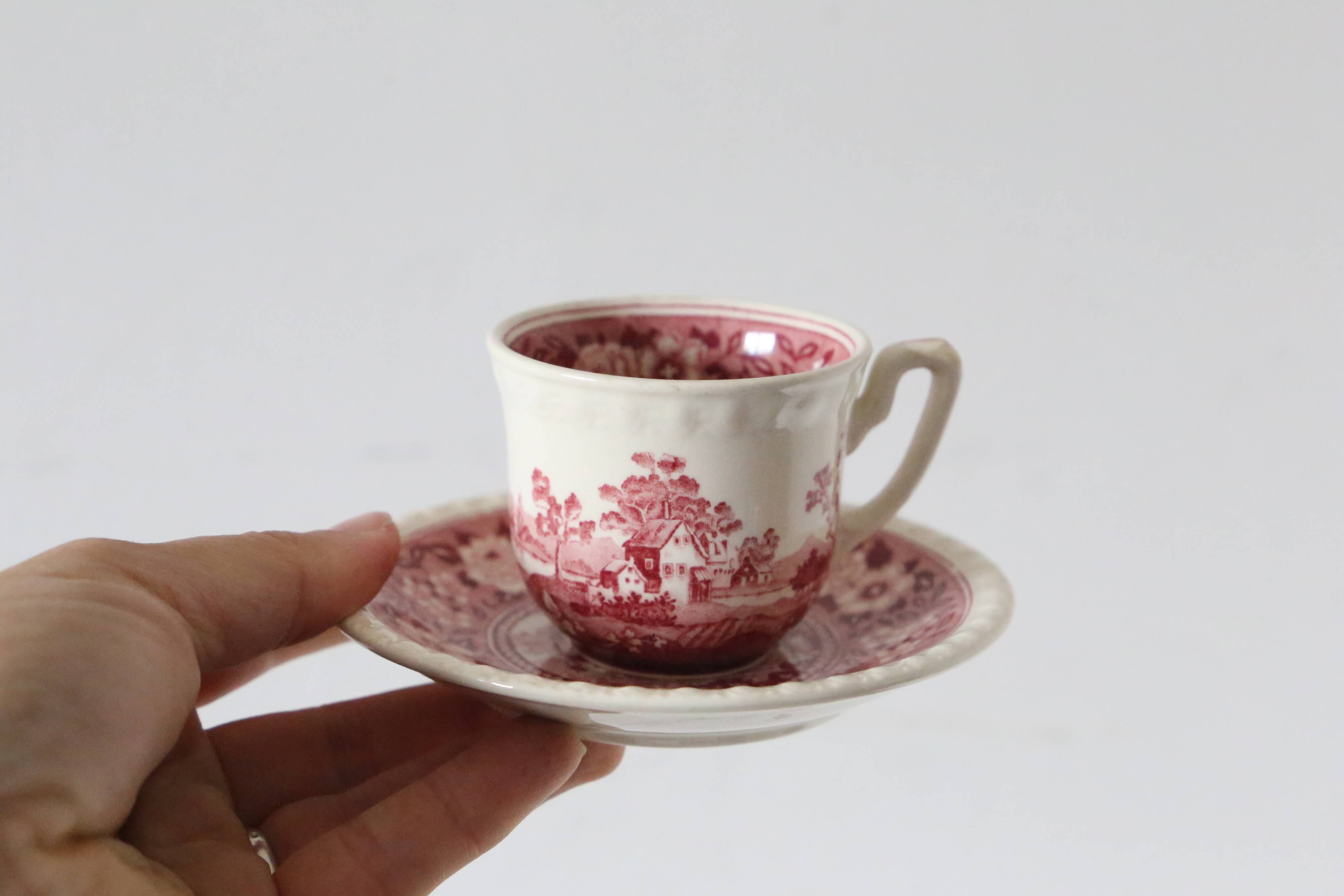 Set of 6 coffee cups and saucers, Villeroy & Boch, Rusticana rose model