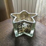 Pair of mercurized glass candle holders in the shape of stars