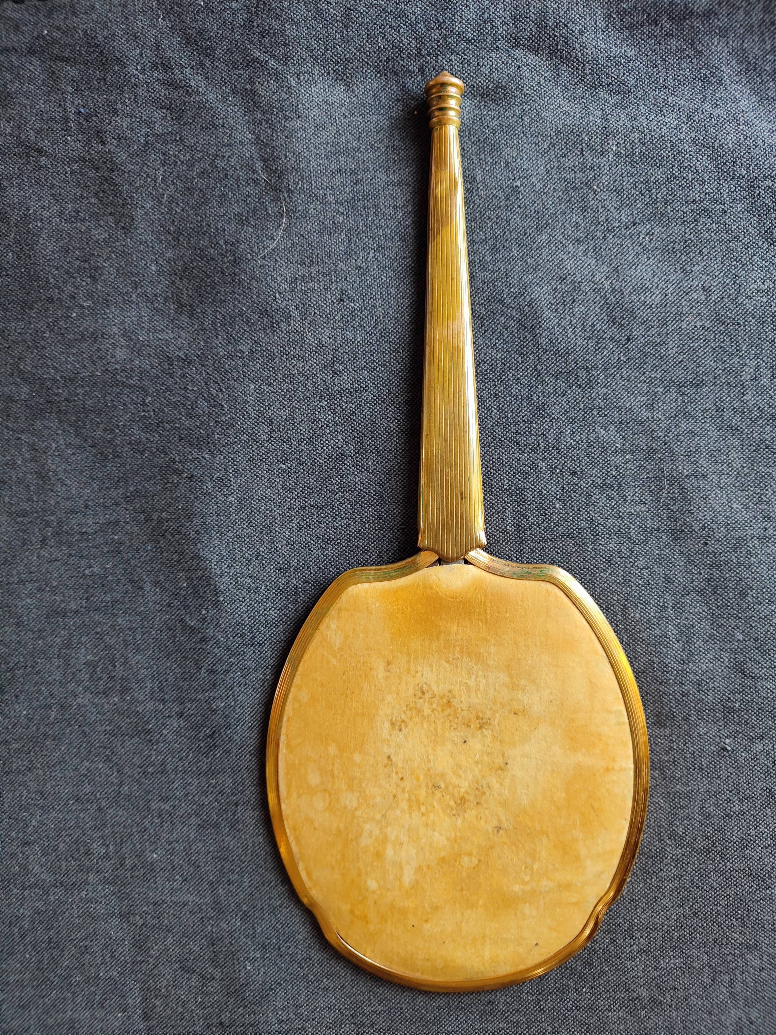 Miroir a main biseauté de taille moyenne art deco