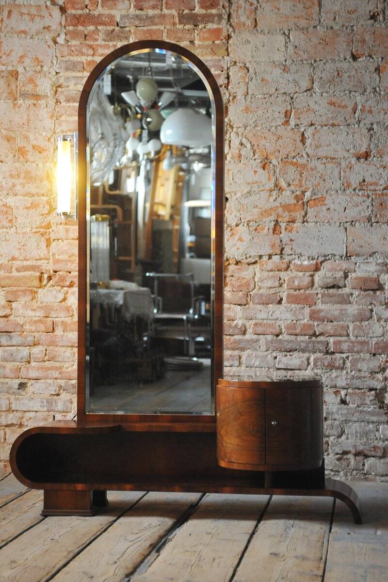 Czech Art Deco Dressing Mirror in Walnut, 1930s