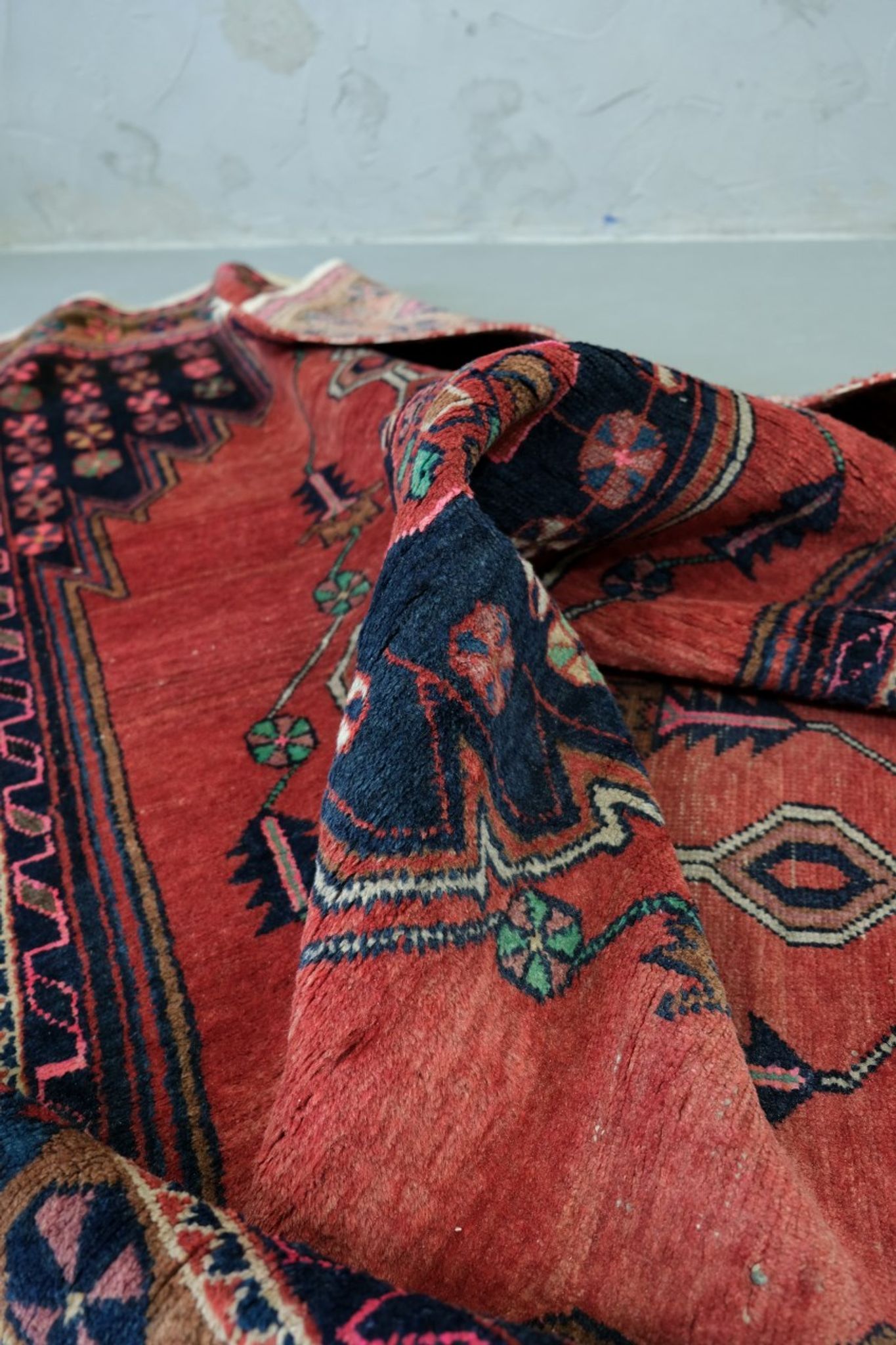 Tapis antique de maslaghan persan tissé à la main années 20 254x135cm