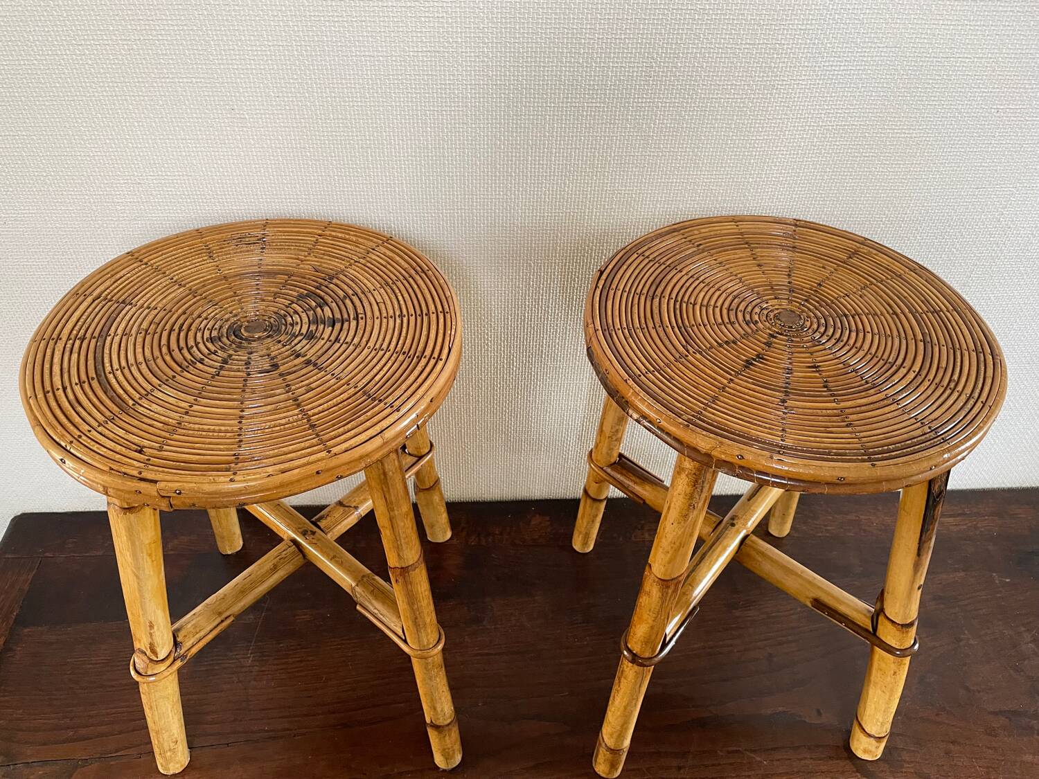Vintage rattan stools