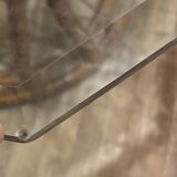 1970s Roche Bobois table in glass and varnished wicker rattan.