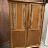Armoire bois et rotin