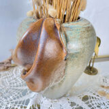Vintage stoneware vase with draped effect glaze
