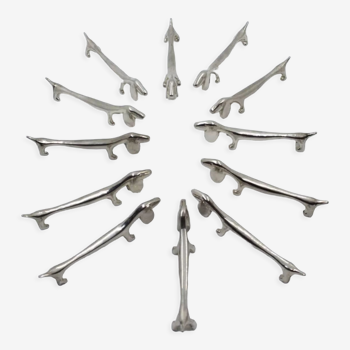 Set of twelve Dachshund knife holders
