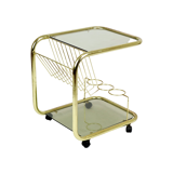 Vintage smoked glass trolley bar magazine rack side table milo baughman style italy 53cm