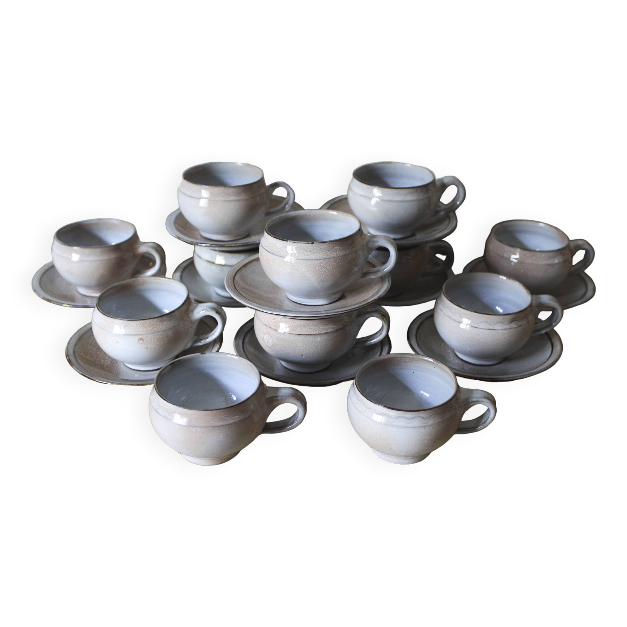 Set of 10 espresso cups and saucers Chantal and Thierry Robert