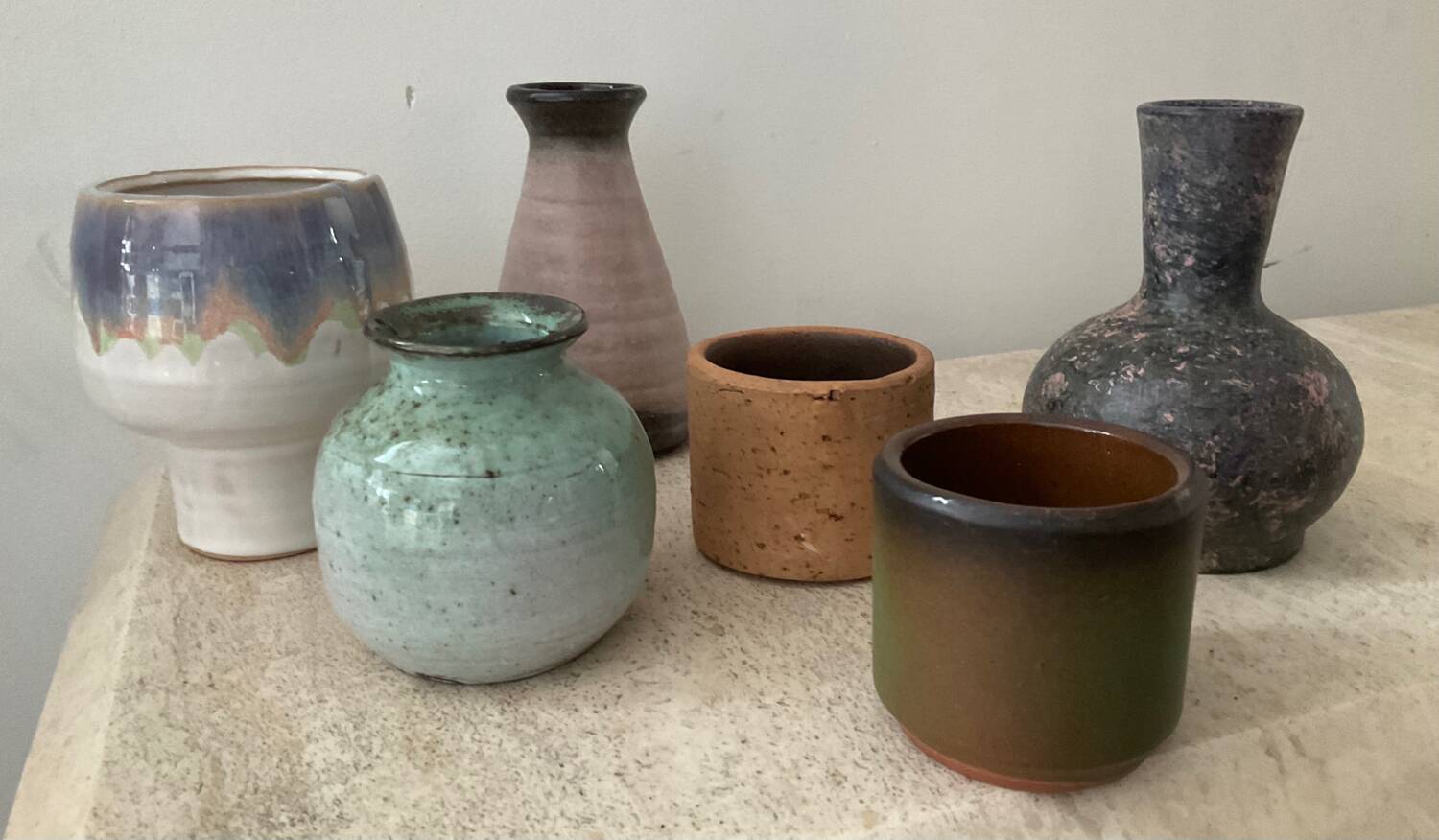 Series of 6 vintage miniature vases