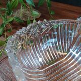 Ribbed glass candy dish with flowers