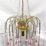 Murano chandelier pink crystal drops