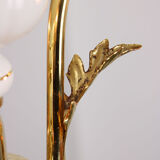 Vintage Italian Golden Ceramic & Glass Chandelier