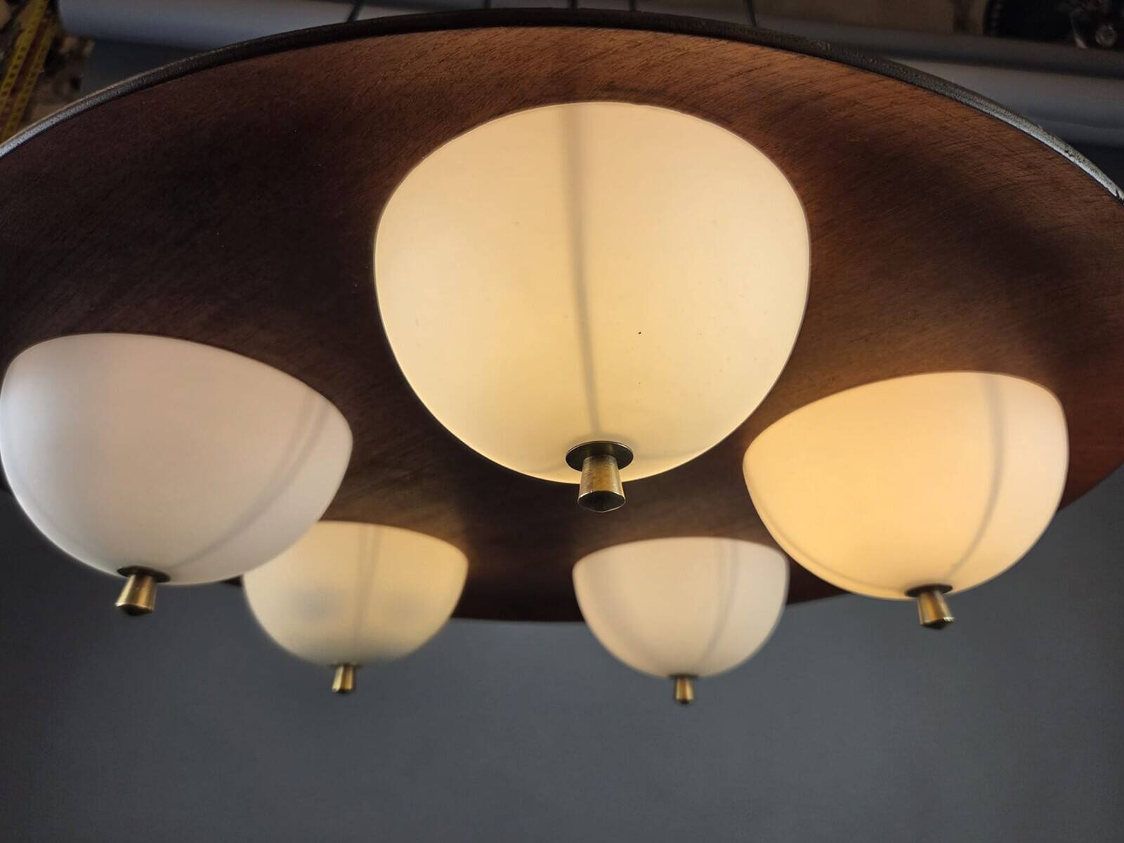 Five-Arm Murano Glass Chandelier With Scrollwork, 20th Century