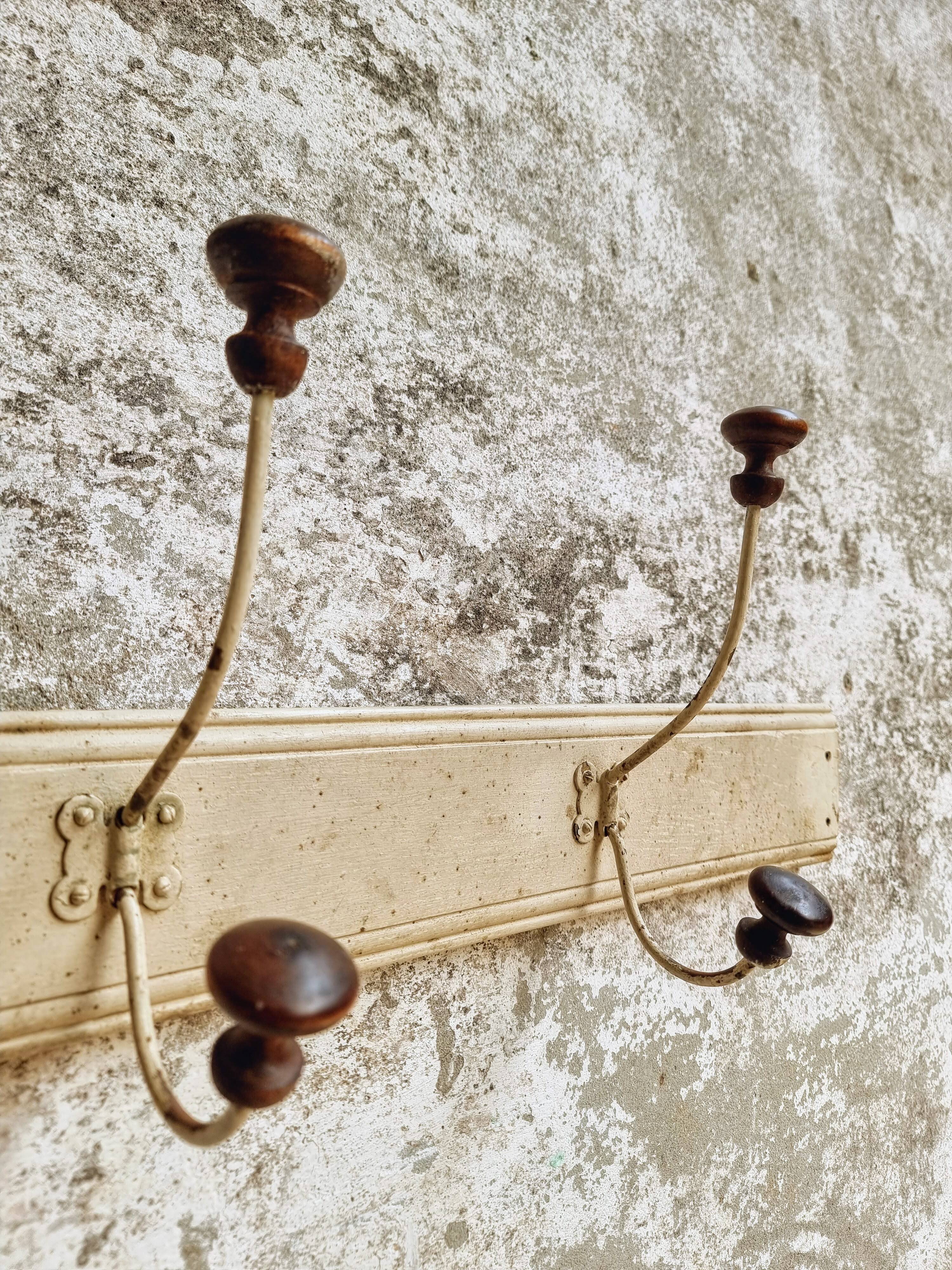 Antique wall coat rack 120 cm French