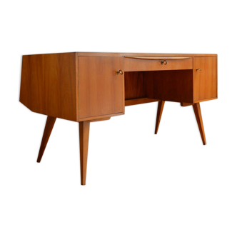 Scandinavian feet compass desk 1960 vintage teak