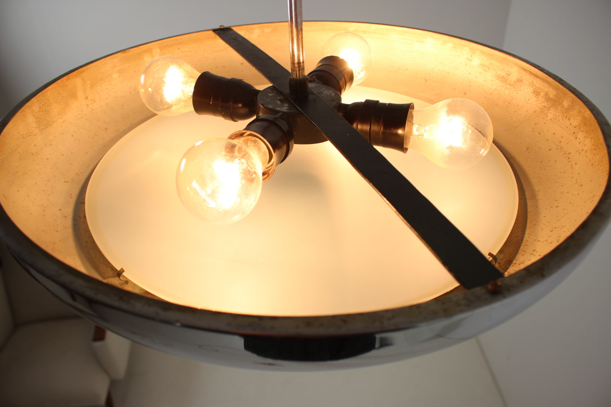 Functionalist chrome Pendant UFO by Josef Hurka for Napako, 1930s