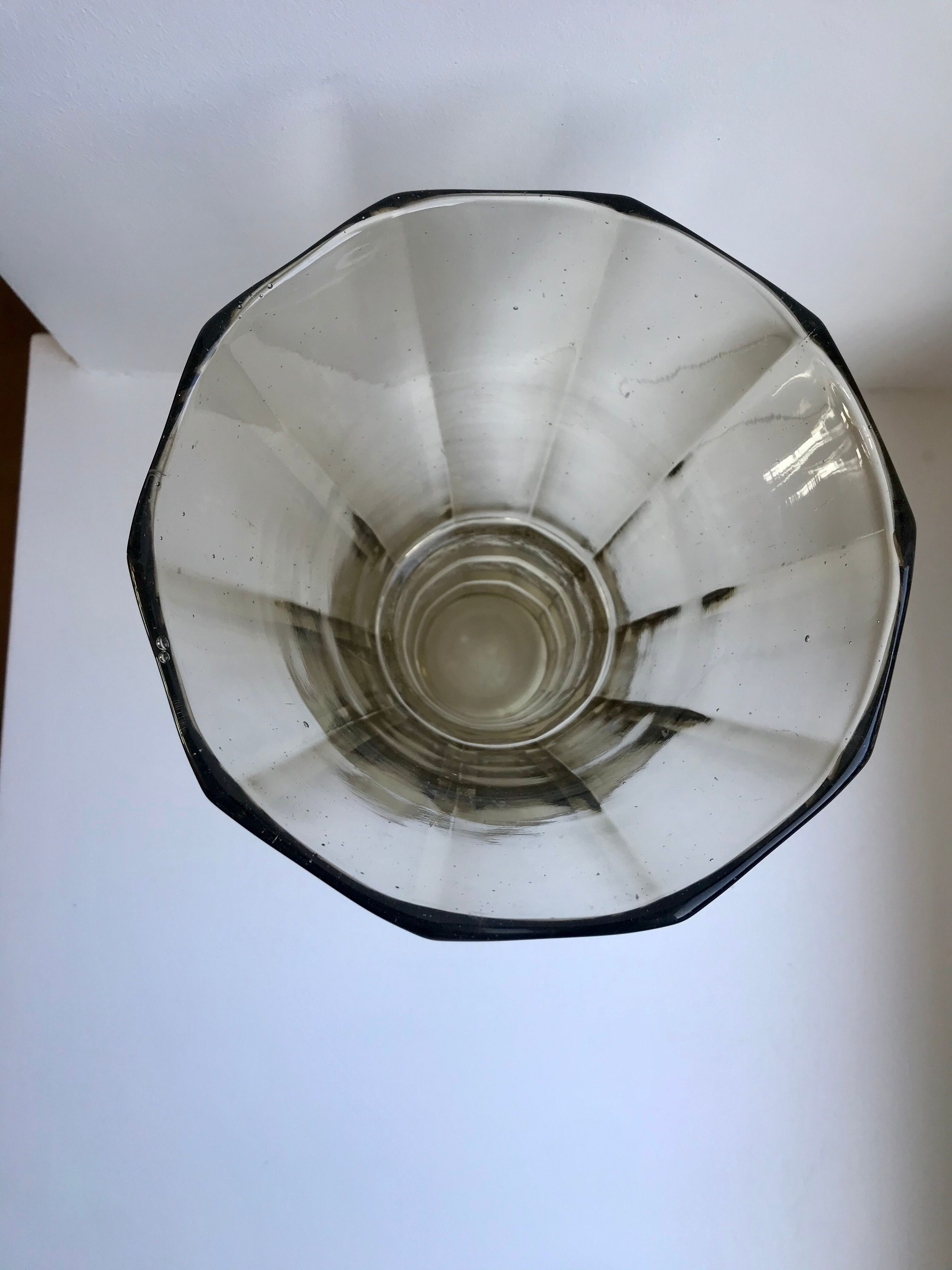 vase in molded and blown smoked glass Made in Belgium 60s-70s