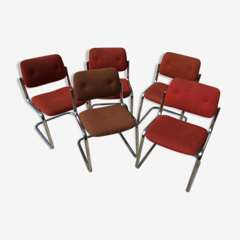 Lot de 5 chaises 1970