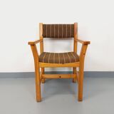 Vintage armchair in pine and fabric from the 80s