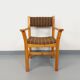 Fauteuil vintage en pin et tissu années 80