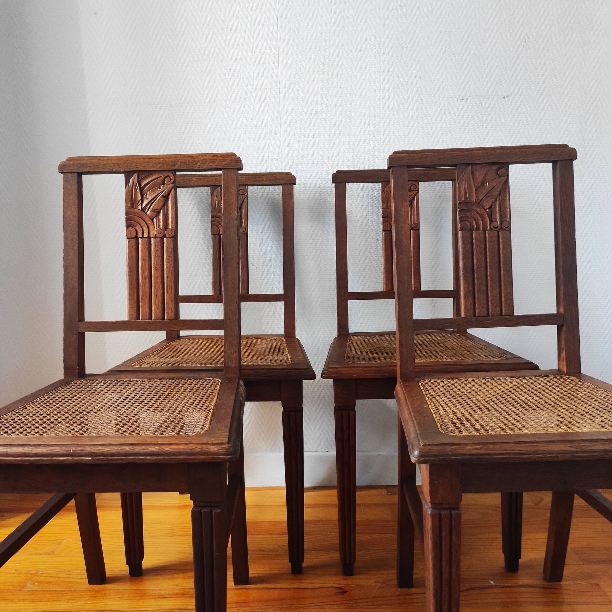Art Deco chairs in new caned oak