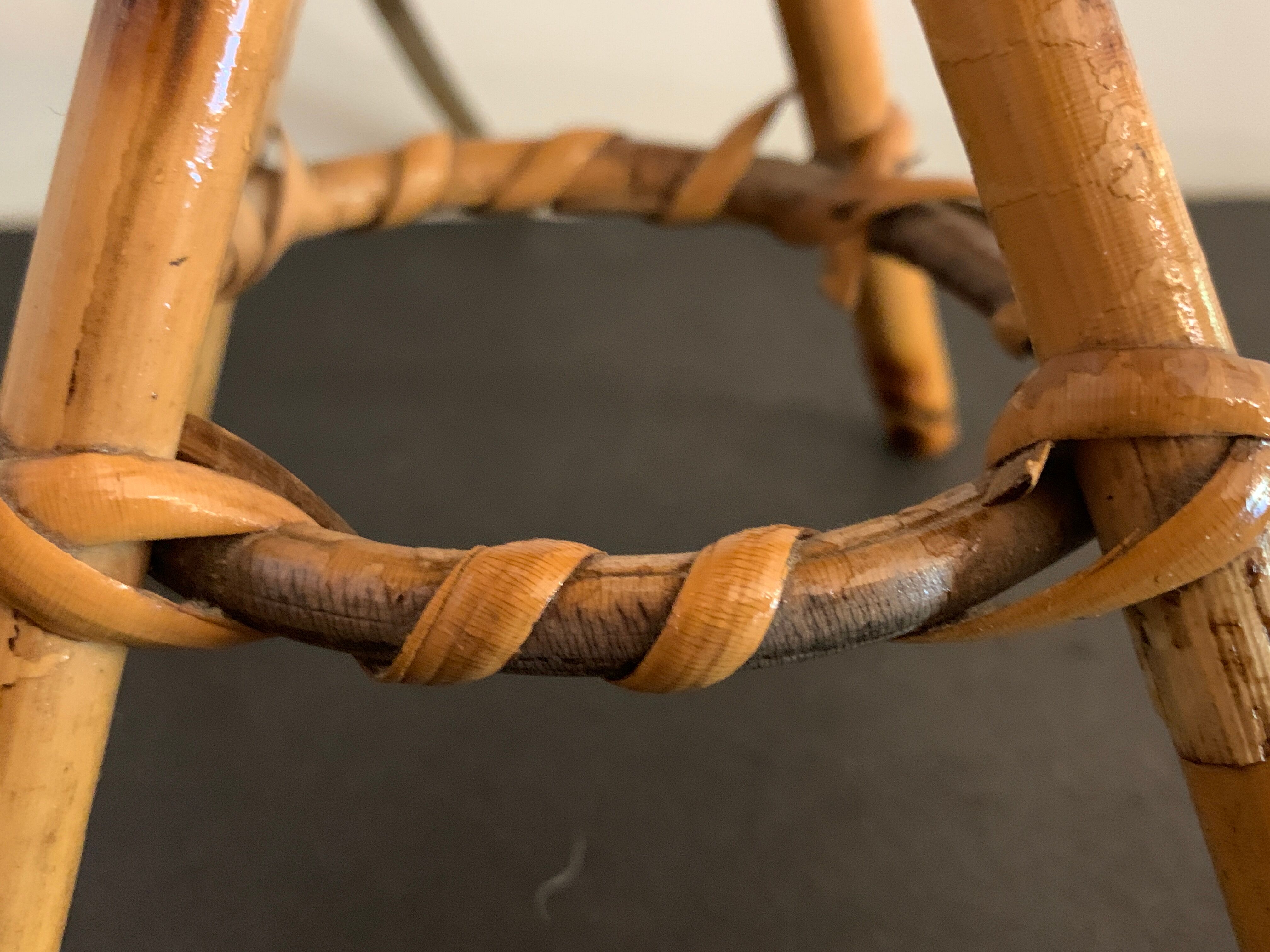 Rattan lamp in the shape of an ellipse Louis Sognot 1950