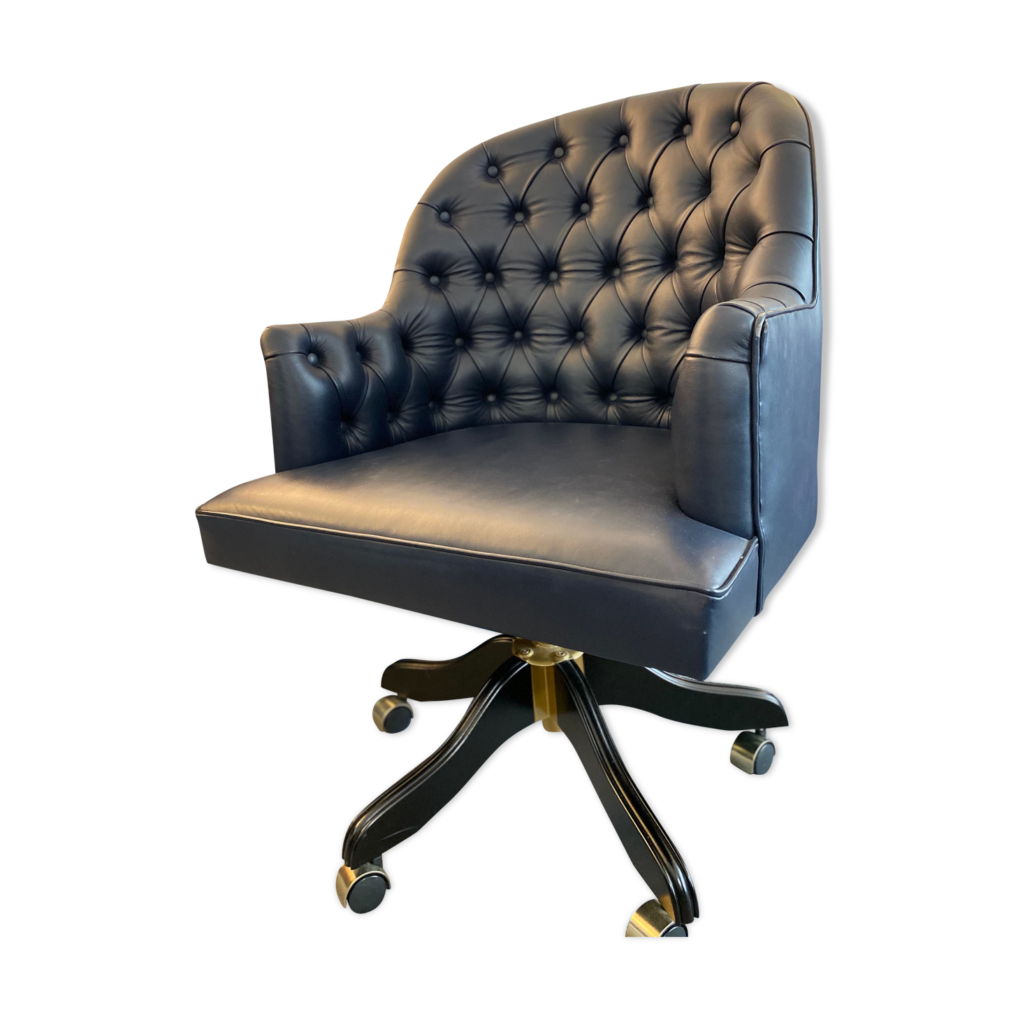 Chaise de bureau en cuir marine