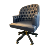 Chaise de bureau en cuir marine