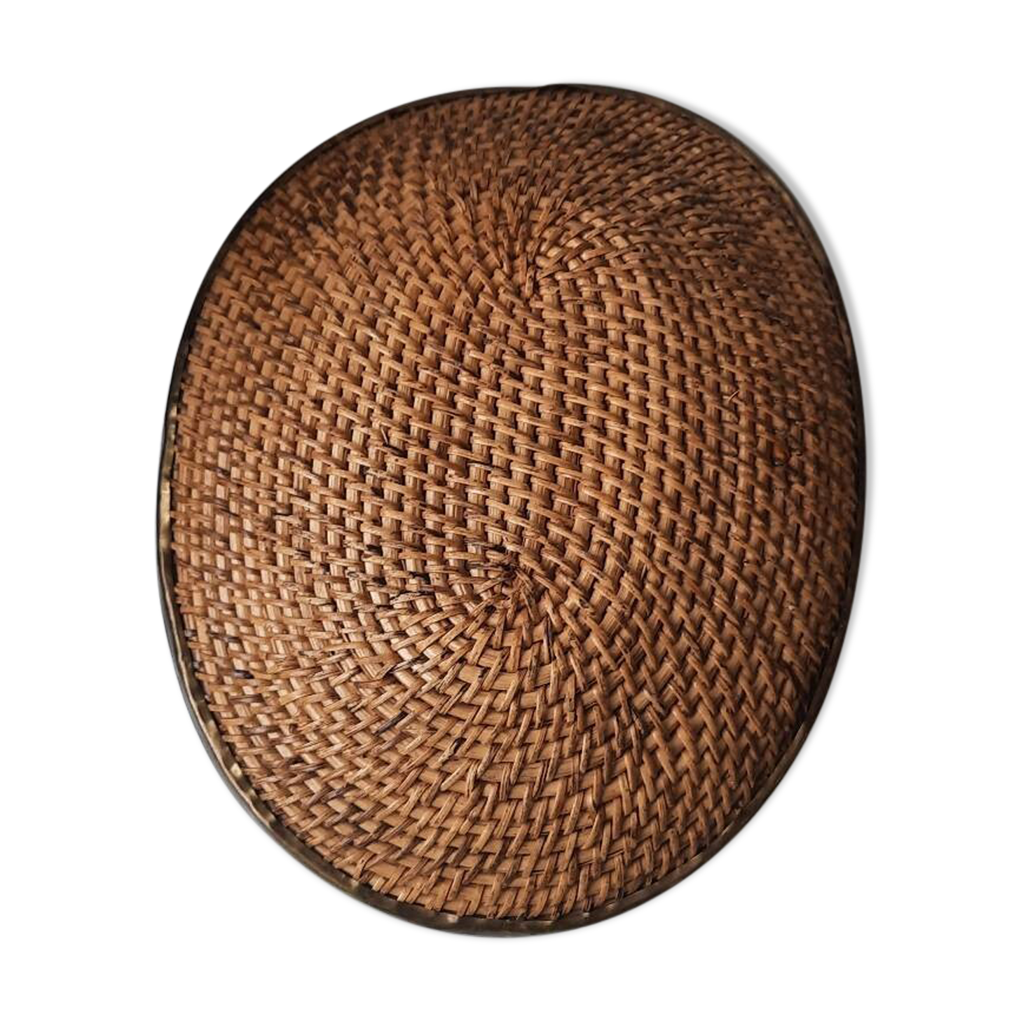 Rattan and brass basket