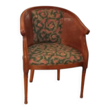 Louis XVI Style Armchair with Wooden and Fabric Backrest