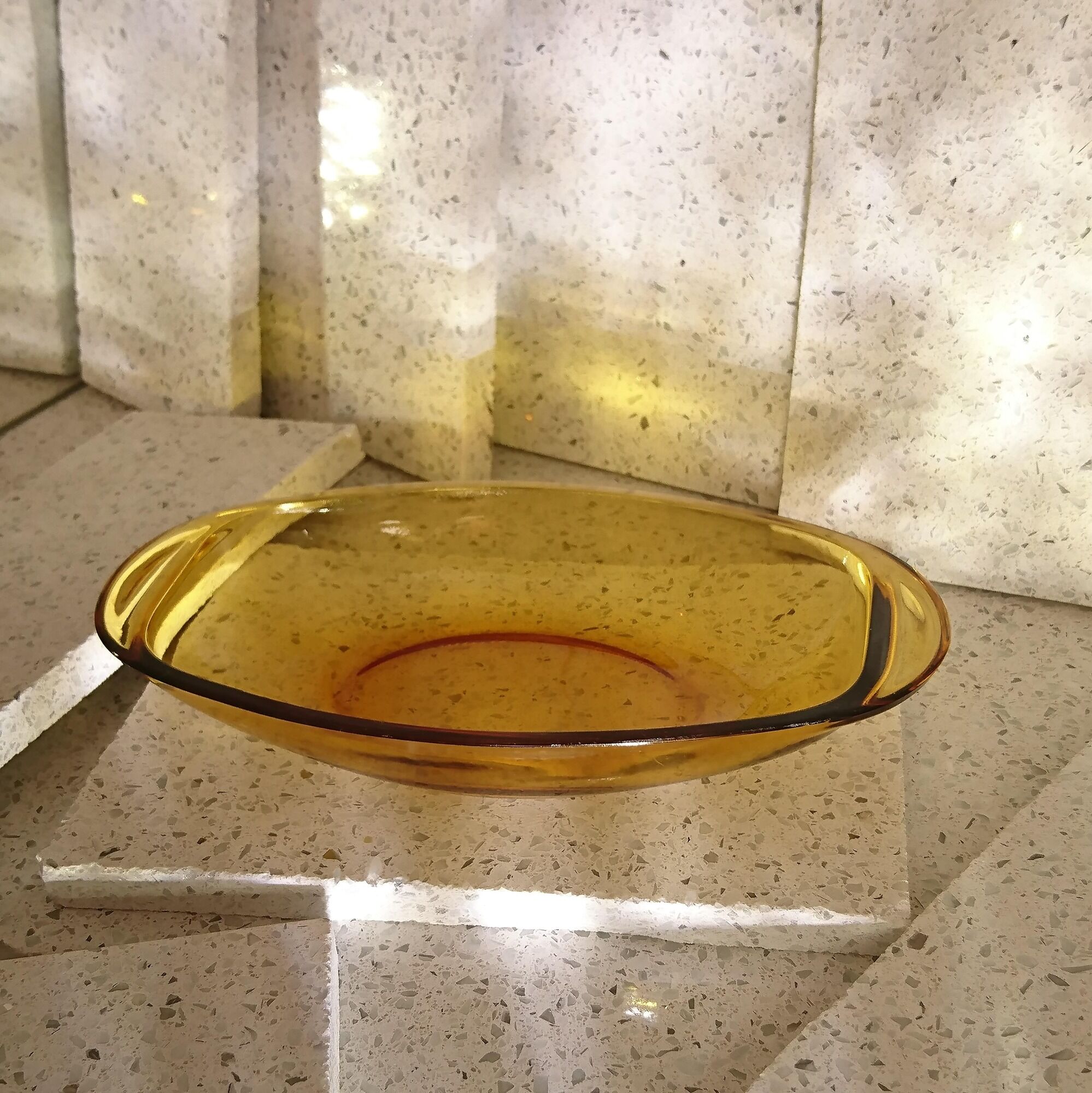 Butter cup in amber glass Vereco France