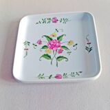 Small square dish Empty pocket Bavarian porcelain BAUSCHER Bavaria Floral decoration