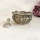 Silver metal salter and glass with salt shovel